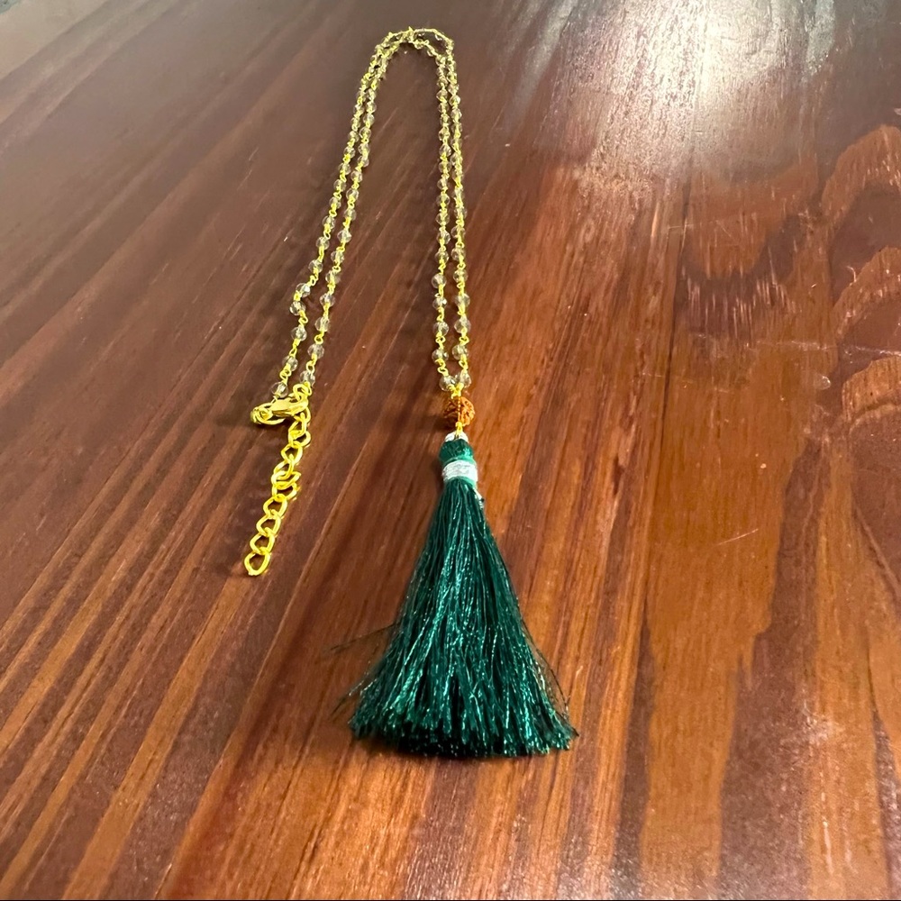 Emerald Green Tassel Long Necklace